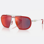 Ray Ban Men Irregular Frame Polished Silver Sunglasses