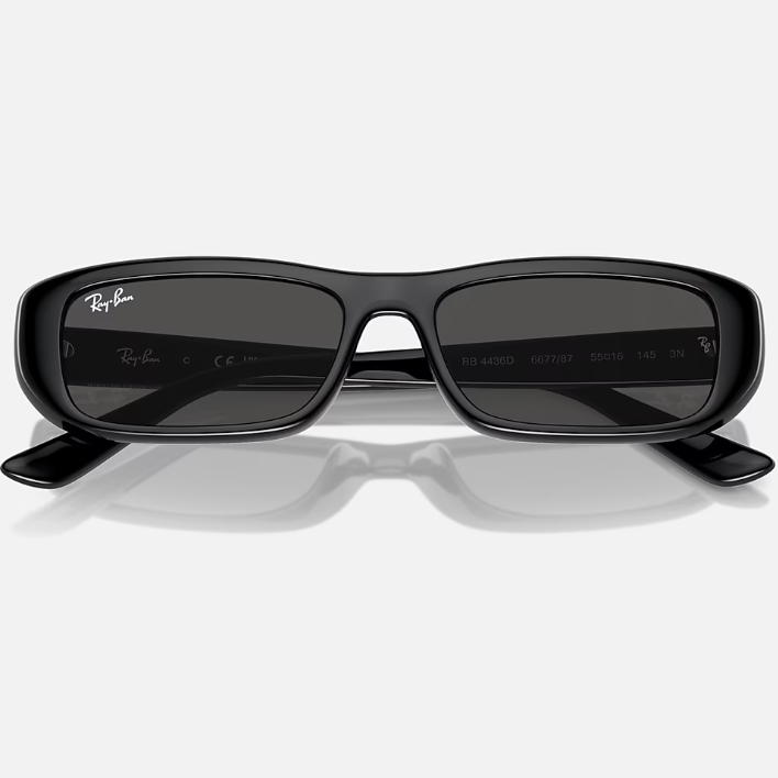 Ray Ban Men Pillow Frame Shiny Polished Black Sunglasses