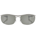 Ray Ban Men Oval Frame Polished Gunmetal Sunglasses