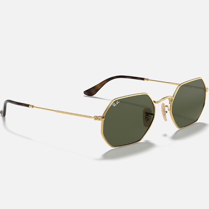 Ray Ban Men Irregular Frame Shiny Deep Gold Sunglasses