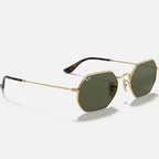 Ray Ban Men Irregular Frame Shiny Deep Gold Sunglasses