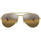 Ray Ban Men Pilot Frame Shiny Matte Polished Gold Sunglasses
