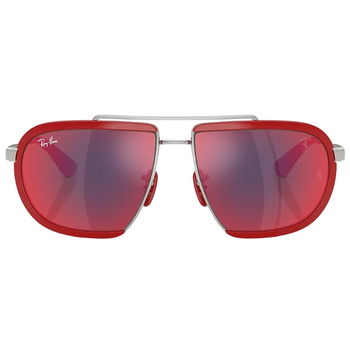 Ray Ban Men Irregular Frame Polished Silver Sunglasses