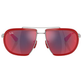 Ray Ban Men Irregular Frame Polished Silver Sunglasses