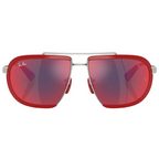 Ray Ban Men Irregular Frame Polished Silver Sunglasses
