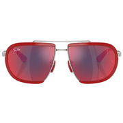 Ray Ban Men Irregular Frame Polished Silver Sunglasses