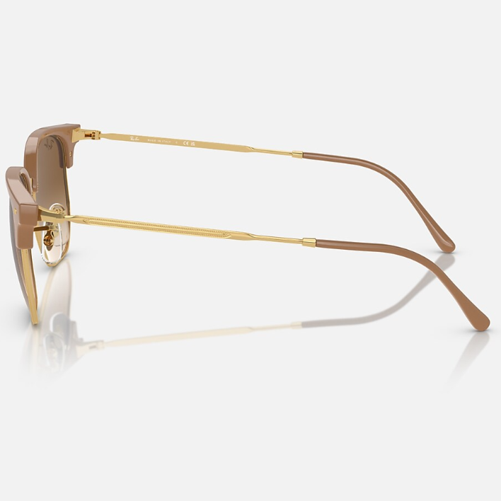 Ray Ban Men Irregular Frame Polished Beige On Gold Sunglasses