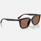 Ray Ban Men Square Frame Polished Opal Brown Sunglasses