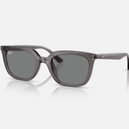 Ray Ban Men Square Frame Polished Transparent Lead Grey Sunglasses