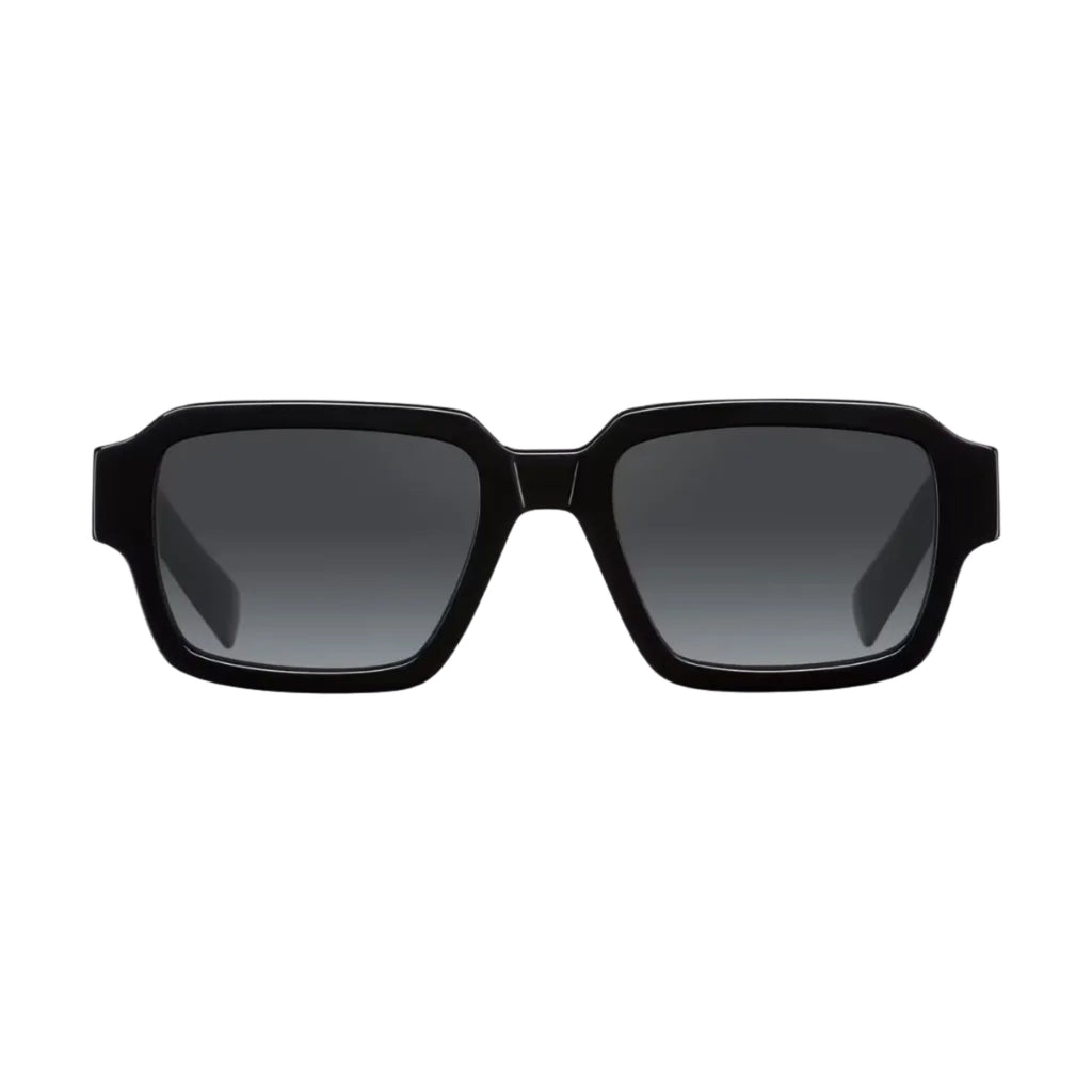 Prada Men Rectangular Frame Deep Black Sunglasses