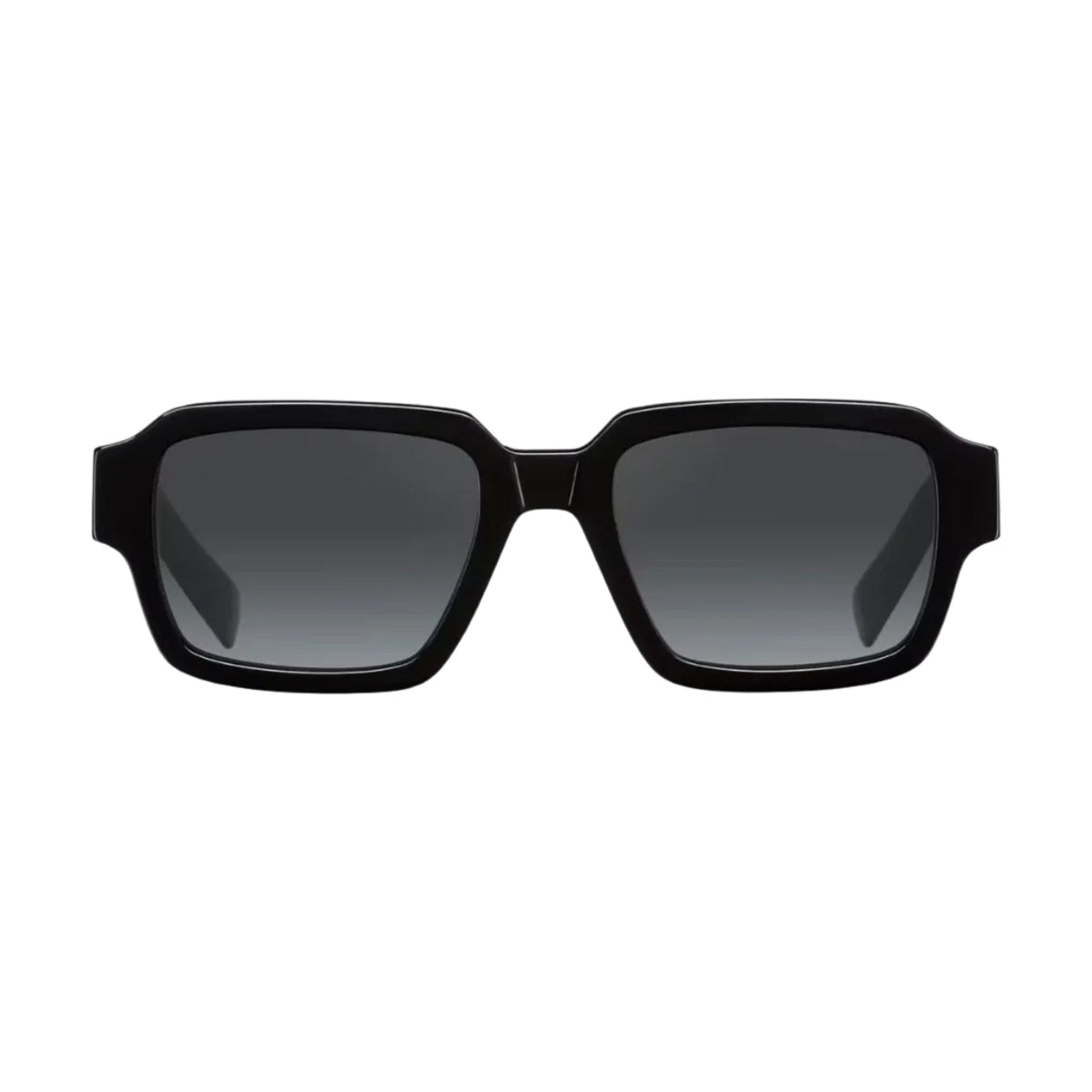 Prada Men Rectangular Frame Deep Black Sunglasses