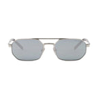 Prada Men Geometric Frame Silver Sunglasses