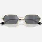 Ray Ban Men Irregular Frame Polished Light Gold Sunglasses