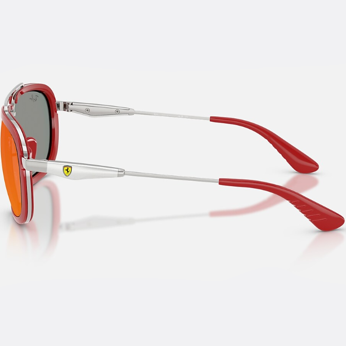 Ray Ban Men Irregular Frame Polished Silver Sunglasses