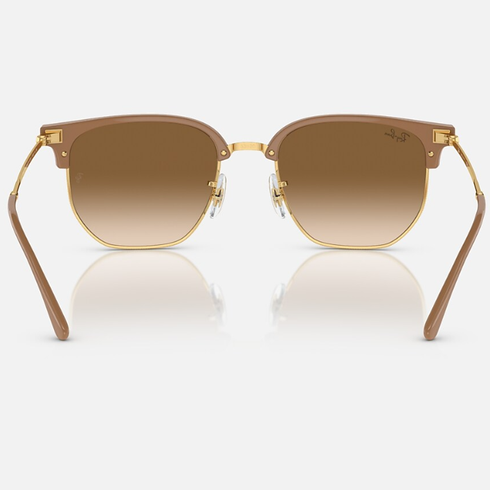 Ray Ban Men Irregular Frame Polished Beige On Gold Sunglasses