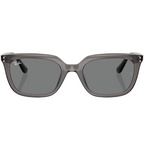 Ray Ban Men Square Frame Polished Transparent Lead Grey Sunglasses
