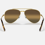 Ray Ban Men Pilot Frame Shiny Matte Polished Gold Sunglasses