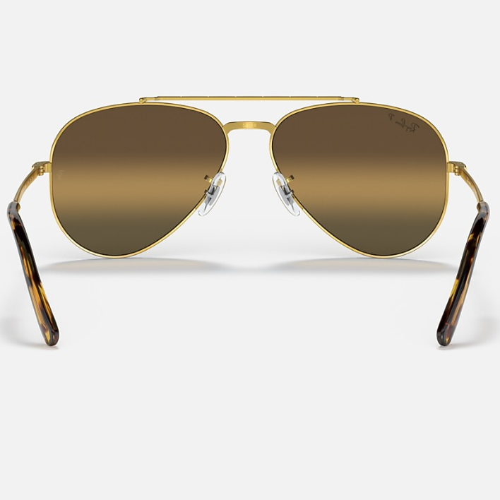 Ray Ban Men Pilot Frame Shiny Matte Polished Gold Sunglasses