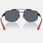 Ray Ban Men Square Frame Polished Red Sunglasses