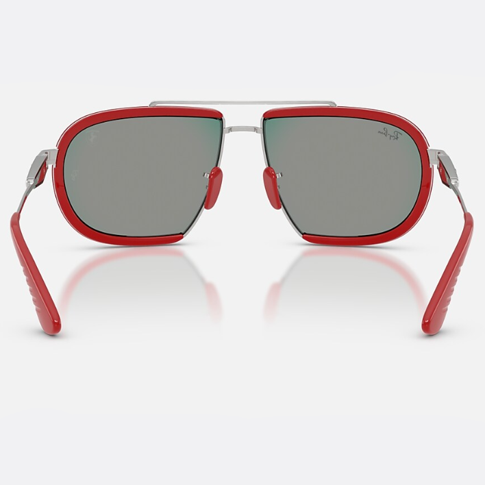 Ray Ban Men Irregular Frame Polished Silver Sunglasses