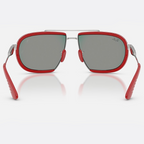 Ray Ban Men Irregular Frame Polished Silver Sunglasses