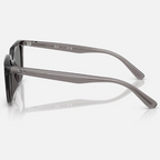 Ray Ban Men Square Frame Polished Transparent Lead Grey Sunglasses