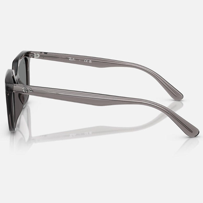 Ray Ban Men Square Frame Polished Transparent Lead Grey Sunglasses