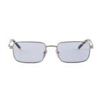 Prada Men Rectangular Frame Brushed Steel Sunglasses