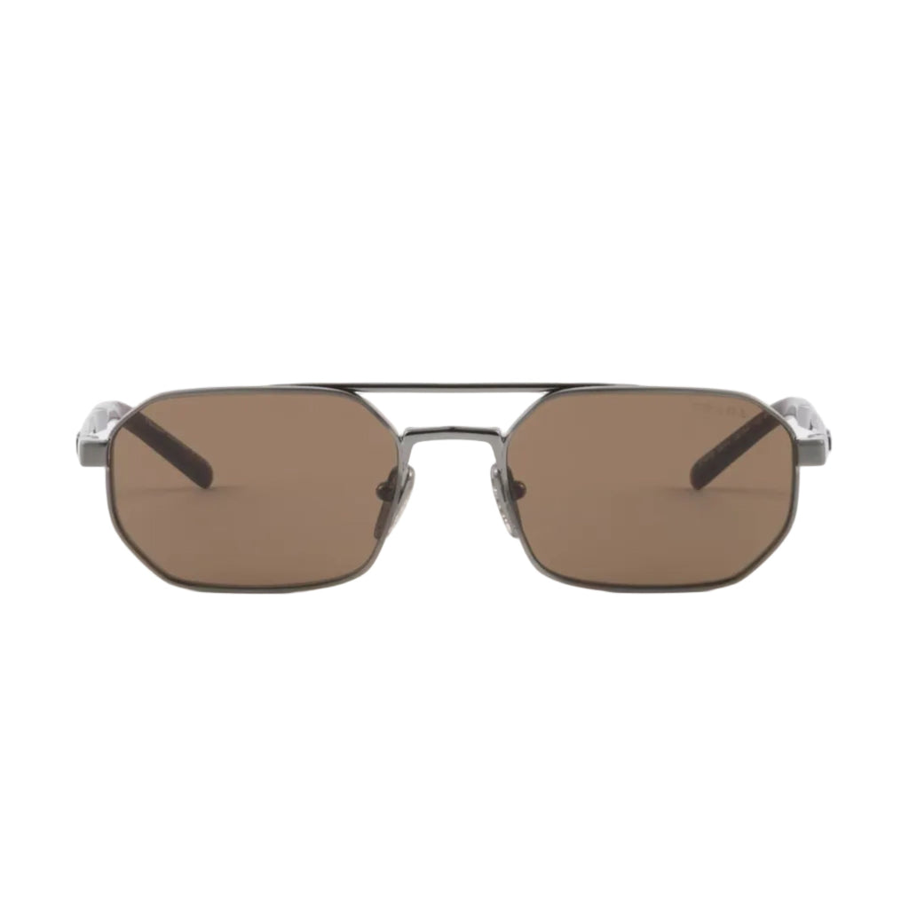 Prada Men Geometric Frame Gunmetal Sunglasses