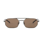 Prada Men Geometric Frame Gunmetal Sunglasses