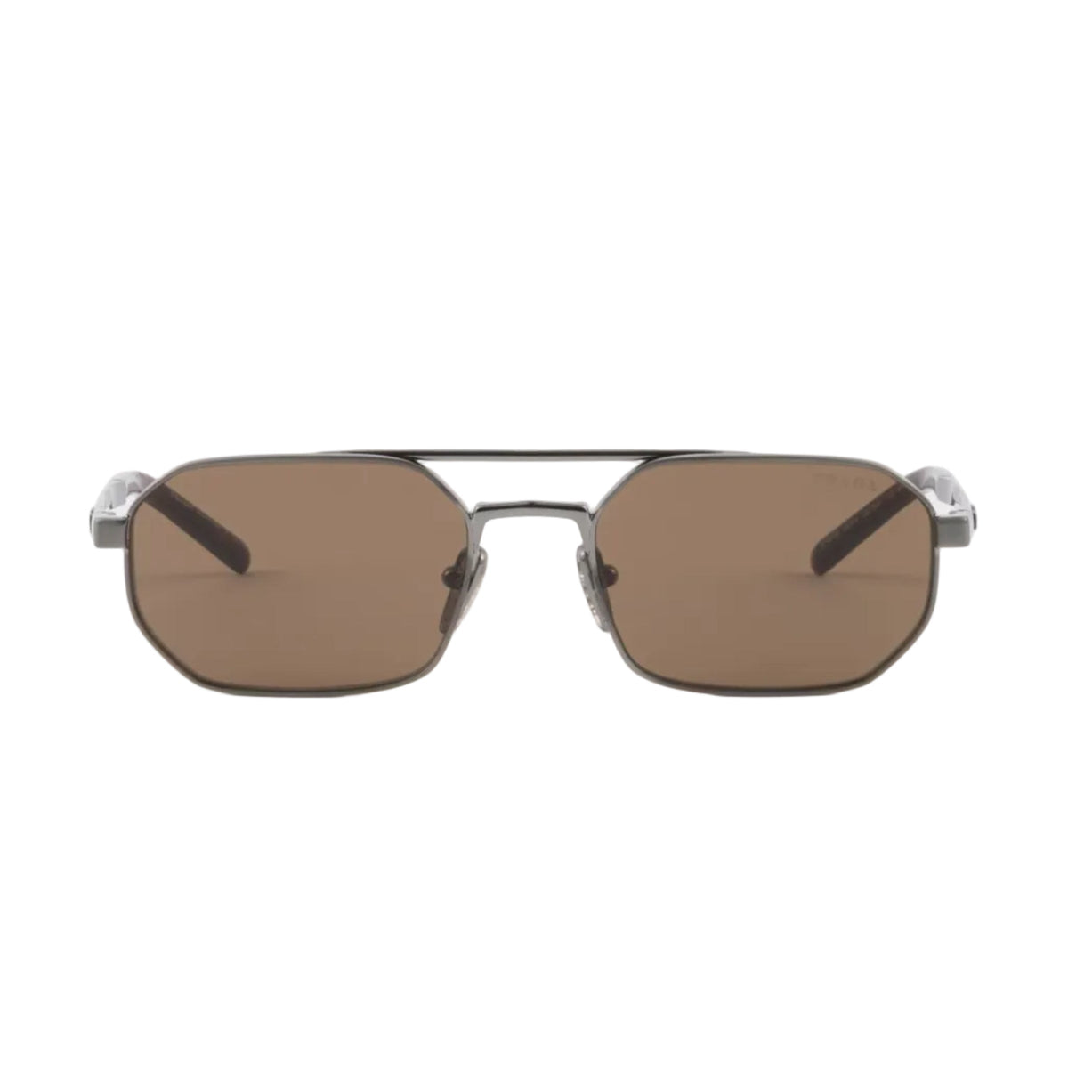 Prada Men Geometric Frame Gunmetal Sunglasses