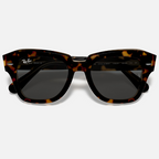 Ray Ban Men Square Frame Polished Havana On Transparent Brown Sunglasses