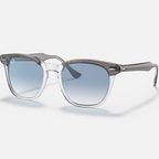 Ray Ban Men Square Frame Polished Grey On Transparent Sunglasses