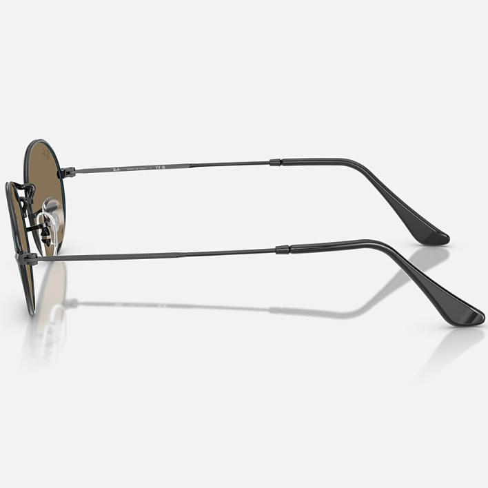Ray Ban Men Oval Frame Deep Black Sunglasses