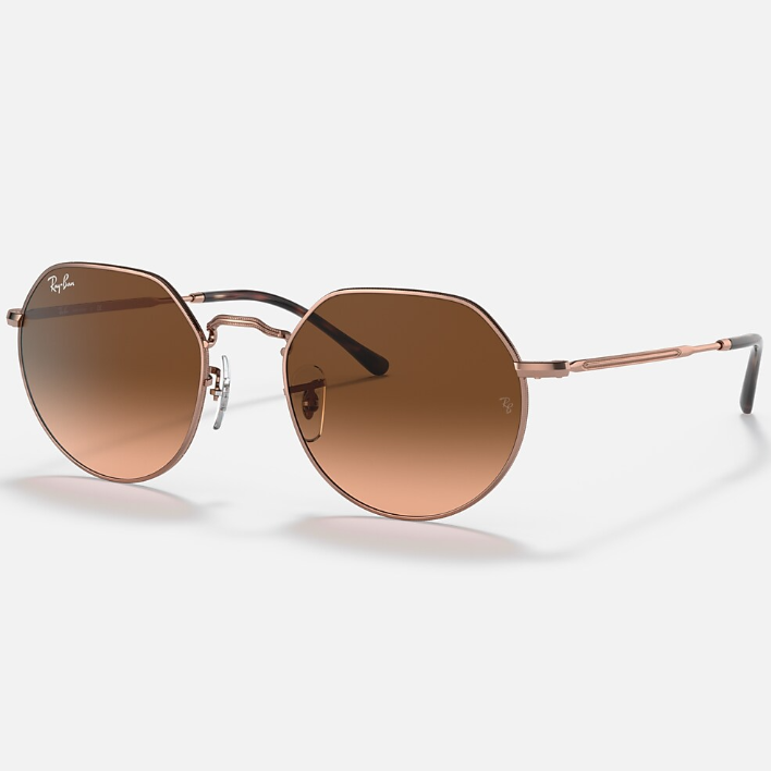 Ray Ban Men Irregular Frame Polished Copper Sunglasses