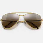 Ray Ban Men Pilot Frame Shiny Matte Polished Gold Sunglasses