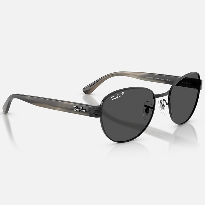 Ray Ban Men Square Frame Shiny Coal Black Sunglasses