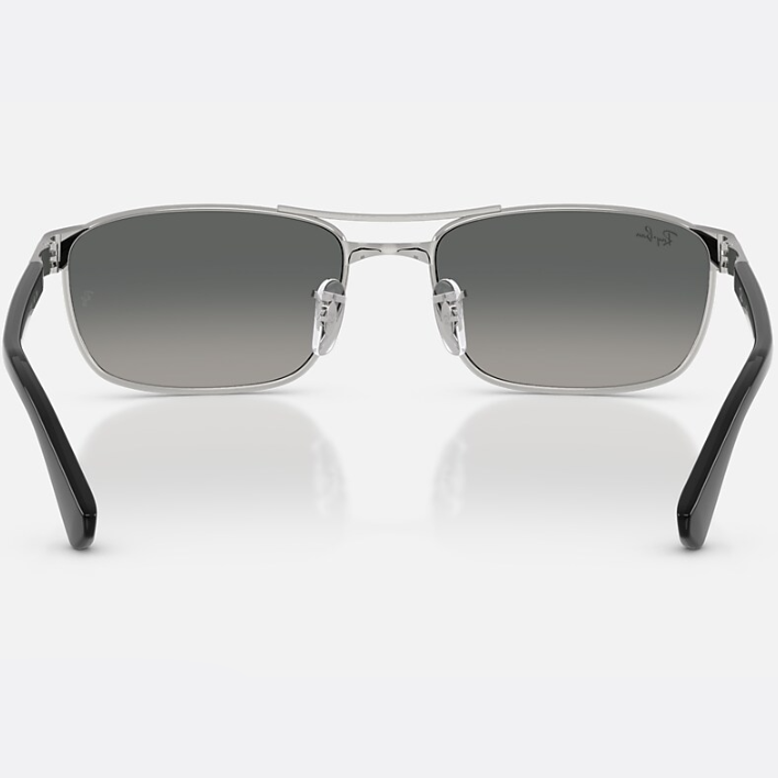 Ray Ban Men Irregular Frame Shiny Silver Sunglasses