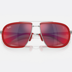 Ray Ban Men Irregular Frame Polished Silver Sunglasses