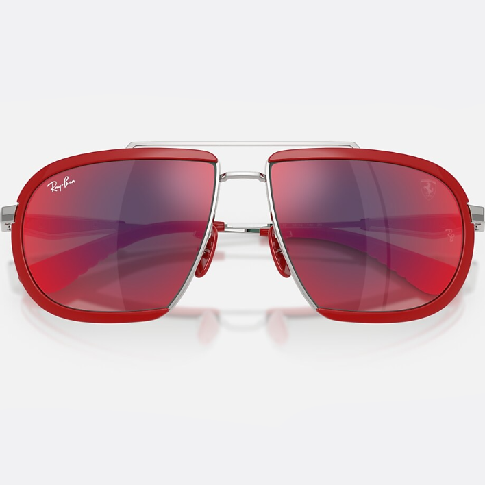 Ray Ban Men Irregular Frame Polished Silver Sunglasses