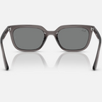 Ray Ban Men Square Frame Polished Transparent Lead Grey Sunglasses