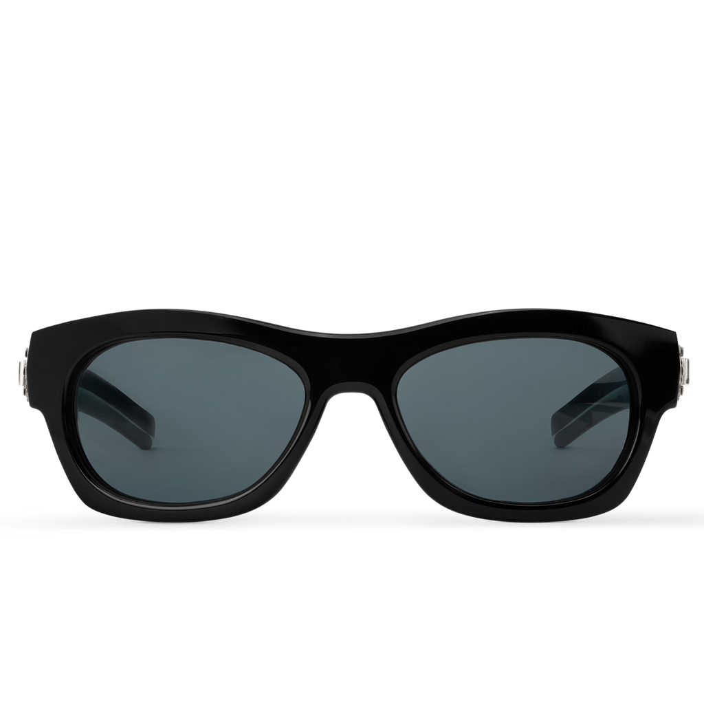 Louis Vuitton Men Round Sqaure Frame Matte Black Sunglasses