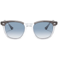 Ray Ban Men Square Frame Polished Grey On Transparent Sunglasses