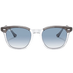 Ray Ban Men Square Frame Polished Grey On Transparent Sunglasses