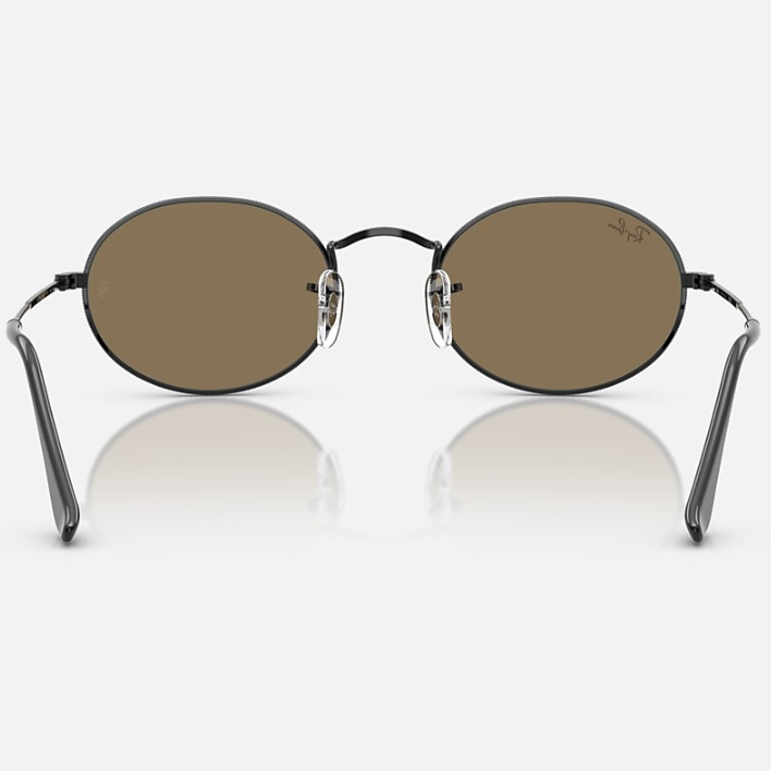 Ray Ban Men Oval Frame Deep Black Sunglasses