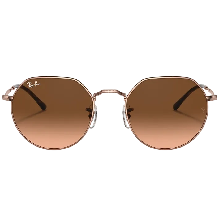Ray Ban Men Irregular Frame Polished Copper Sunglasses