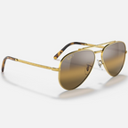 Ray Ban Men Pilot Frame Shiny Matte Polished Gold Sunglasses