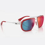Ray Ban Men Irregular Frame Polished Silver Sunglasses