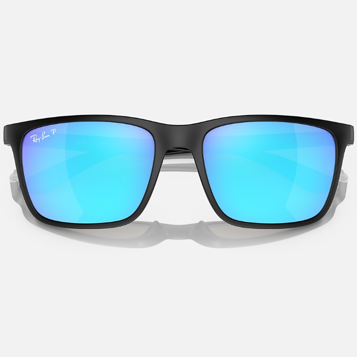 Ray Ban Men Rectangle Frame Polished Matte Black Sunglasses