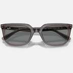 Ray Ban Men Square Frame Polished Transparent Lead Grey Sunglasses